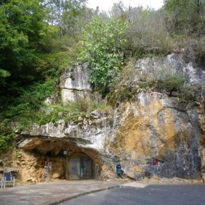 Entrance to Isturitz Cave, uppermost of the three caves in Gaztelu Hill